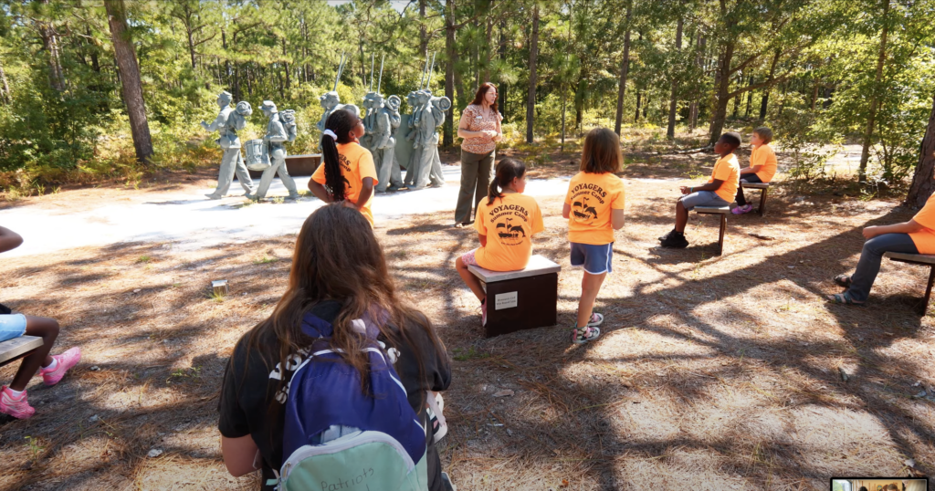 Kids at a field trip in PNC USCT Park.